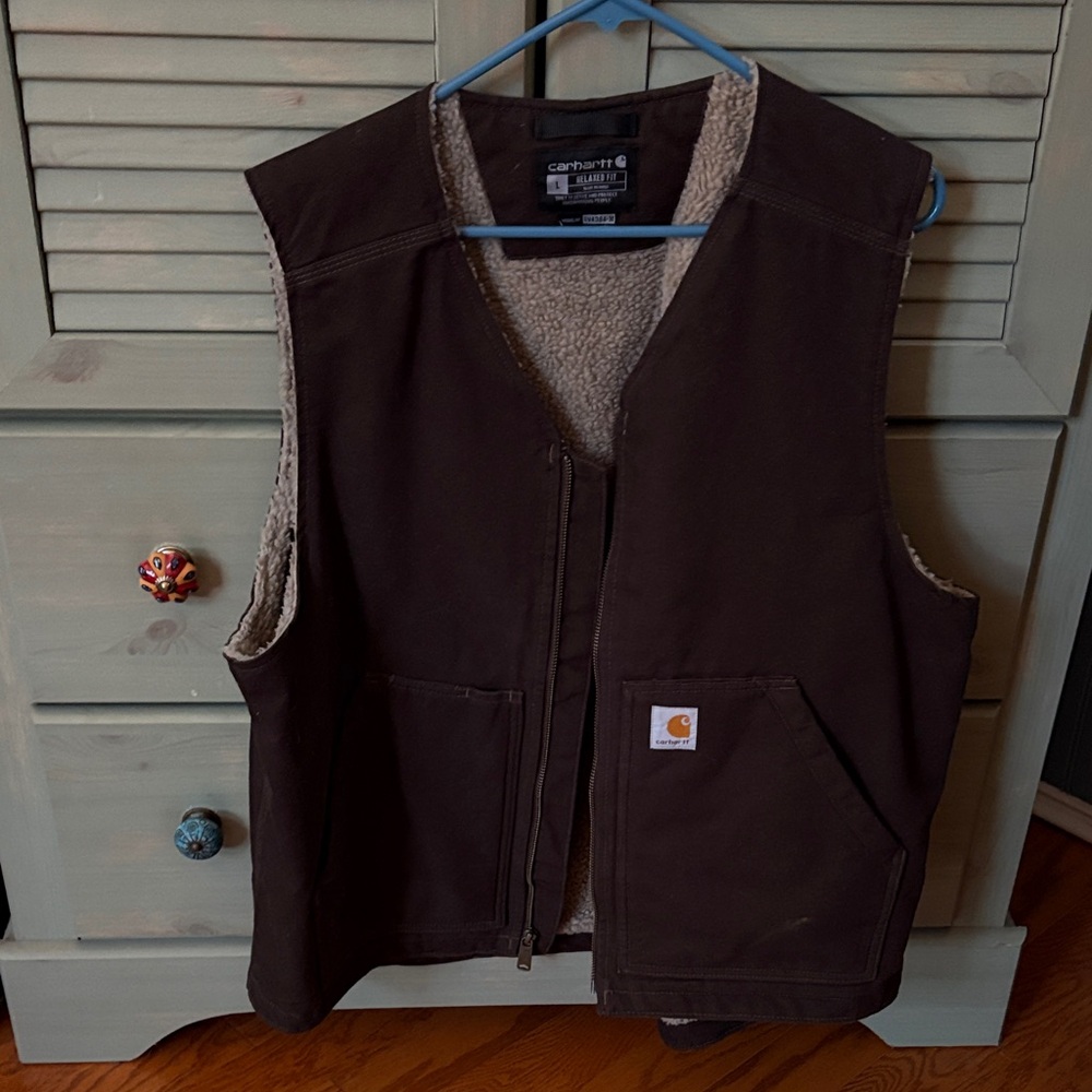 Carhartt Dark Brown Vest with Sherpa Lining